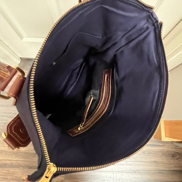 UNITED BY BLUE - Leather and Canvas - Work Tote Shoulder Bag - Navy - Picture 3 of 6